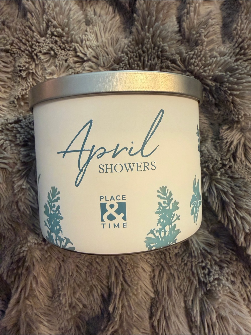 April Showers Scented Candle by — Teal and White